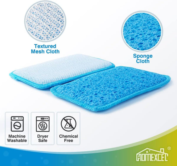 HOMEXCEL 12 Pack Scrub & Wipe Cloths, Dual-Sided Sponges for Kitchen, All-Purpose Cloth for Dishes, Pots, Pans, Non-Stick Cookware, Countertops