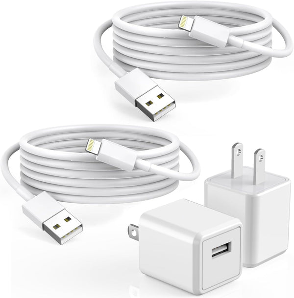 Iphone Charger,2Pack 6FT USB Wall Charger Fast Charging USB Cable Charging Cube Travel Plug Block with 6Foot Fast Cuble Lightning Cable Cord for