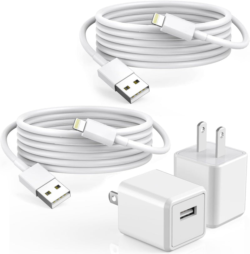 Iphone Charger,2Pack 6FT USB Wall Charger Fast Charging USB Cable Charging Cube Travel Plug Block with 6Foot Fast Cuble Lightning Cable Cord for