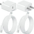 Iphone 14 13 12 Charger Fast Charging, 2 Pack 20W Fast PD USB C Wall Charger Adapter with 3Pack 6Ft USB C to Lightning Cable (Mfi Certified) for