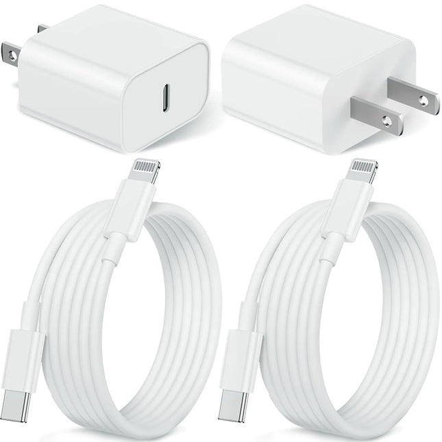 Iphone 14 13 12 Charger Fast Charging, 2 Pack 20W Fast PD USB C Wall Charger Adapter with 3Pack 6Ft USB C to Lightning C