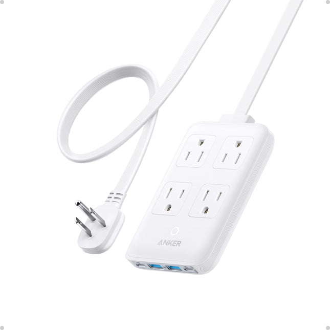 Anker Charging Station, 20W Max 8-In-1 USB-C Power Strip for Iphone 15/14 and Macbook Air/Pro, 5 Ft Thin Cord with 4 AC,