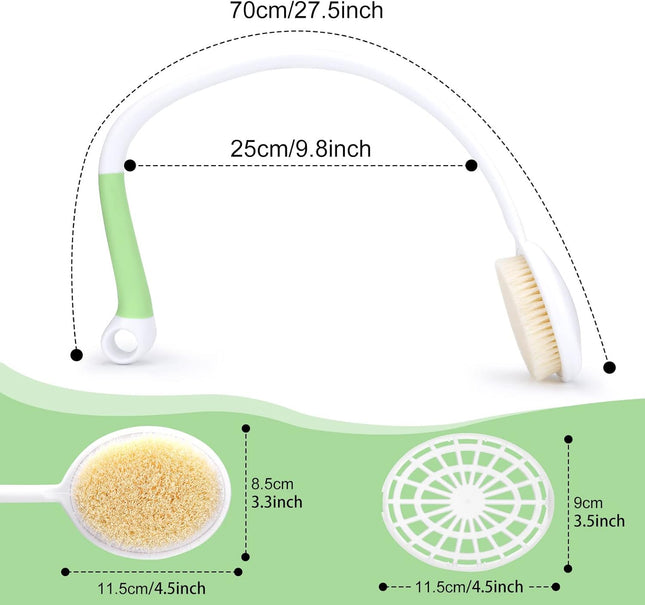 27.5â Back Bath Brush with Long Curved Long Handle,Shower Brush with U-Shaped for Cleaning,Body Scrubber for Elderly,D