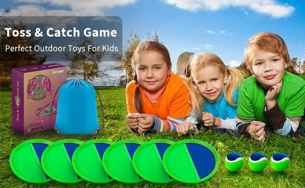 Outside Toys for Kids Ages 4-8 - Toss and Catch Ball Set, Kids Outdoor Games Yard Games for Kids and Adults with 6 Paddles and 3 Balls Toys for 3