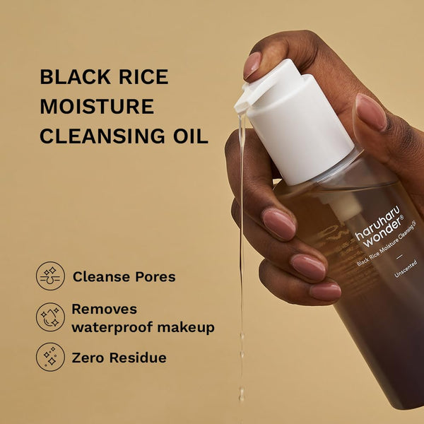 HARUHARU Wonder Black Rice Moisture Cleansing Oil, Double Cleansing, Daily Makeup Remover, Pore Oil Cleanser, Korean Skincare for Sensitive,