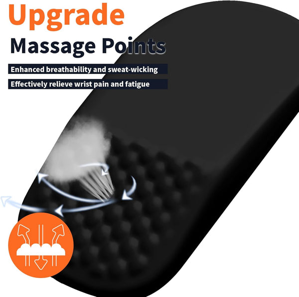 Ergonomic Mouse Pad Wrist Support with Massage Design, Wrist Rest Pain Relief Mousepad with Memory Foam&Non-Slip PU Base, Mouse Pads for Wireless