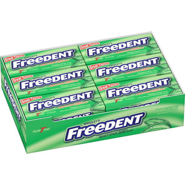 FREEDENT Peppermint Chewing Gum, 15 Stick (Pack of 12)