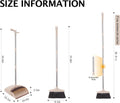 Broom and Dustpan Set with Long Handle, Light Weight Stainless Steel Poles Stand Upright Dustpans with Broom Combo for Home Kitchen Office Pet Dog