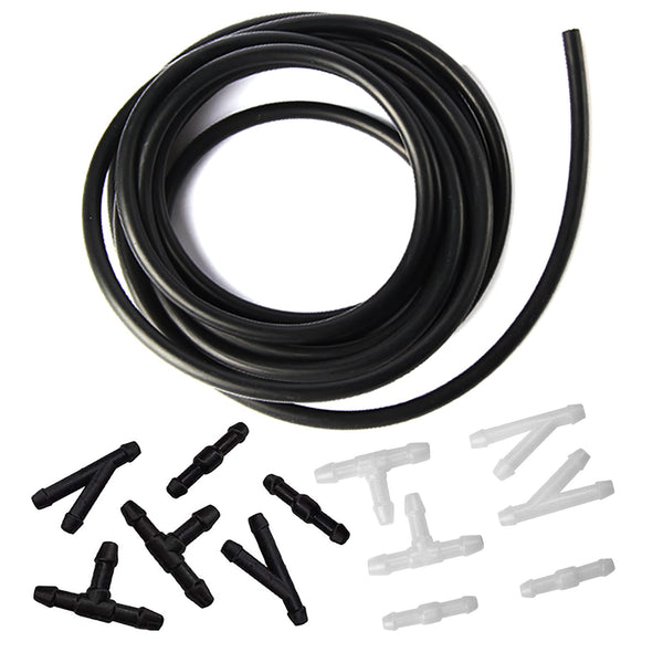 Windshield Washer Hose Kit - 4 Meter Universal Washer Fluid Hose with 12 Pcs Hose Connectors, Suitable for Most Windshield Washer Nozzle