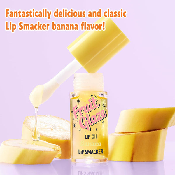 Lip Smacker Fruit Glaze Lip Oil, Ultra-Hydrating & Moisturizing with High-Shine Finish, Plush Applicator for Effortless Glide, Delicious