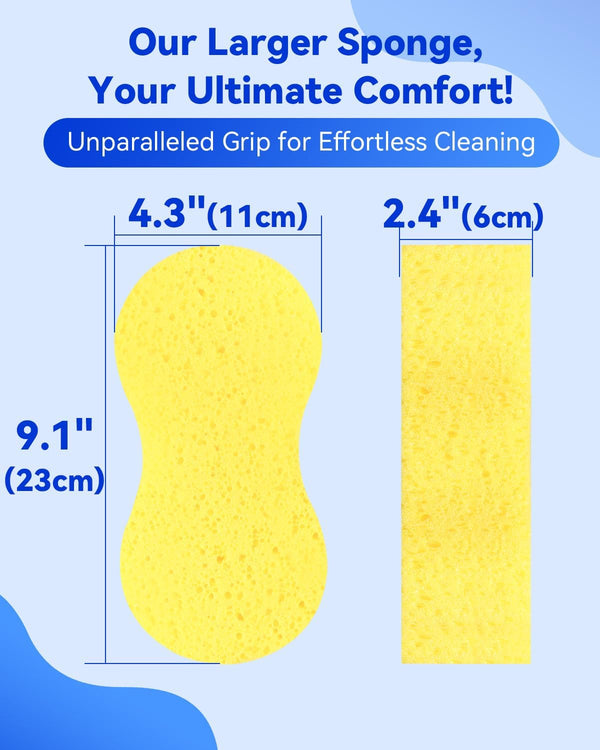 Temede 5-Pack Car Wash Sponges, 9.1" X 4.3" X 2.4" Large Sponges, Extra Thick Foam Kit for All-Purpose Cleaning, Ideal Washing Sponges for