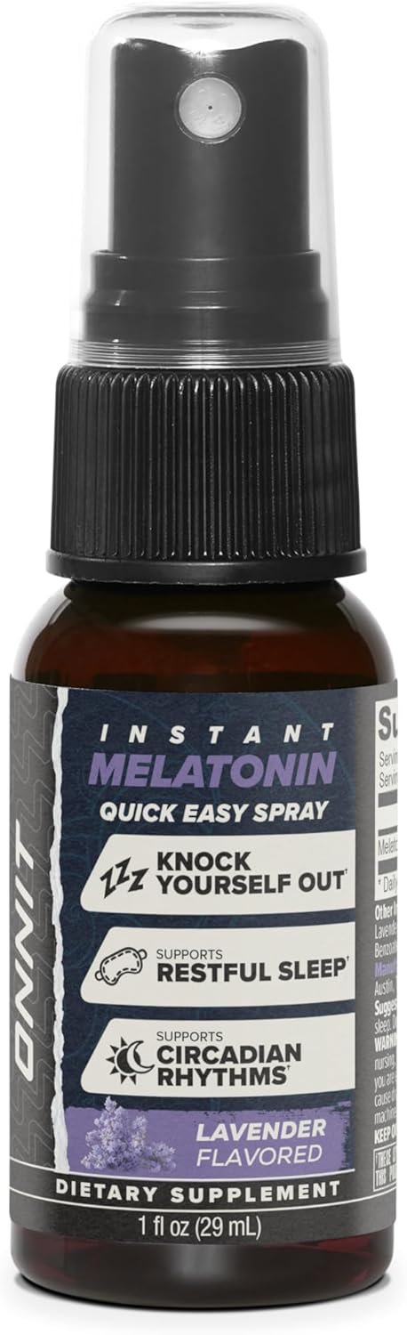 ONNIT Melatonin Liquid Sleep Support Spray, Lavender Flavor, Sleep Support Melatonin Spray for Adults, 3Mg Melatonin per Spray, 1 Fl Oz