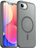 SPIDERCASE Designed for Iphone 16E Case, Magnetic Translucent with 2PCS Tempered Glass Screen Protector Anti-Fingerprint Anti-Scratch, Gray