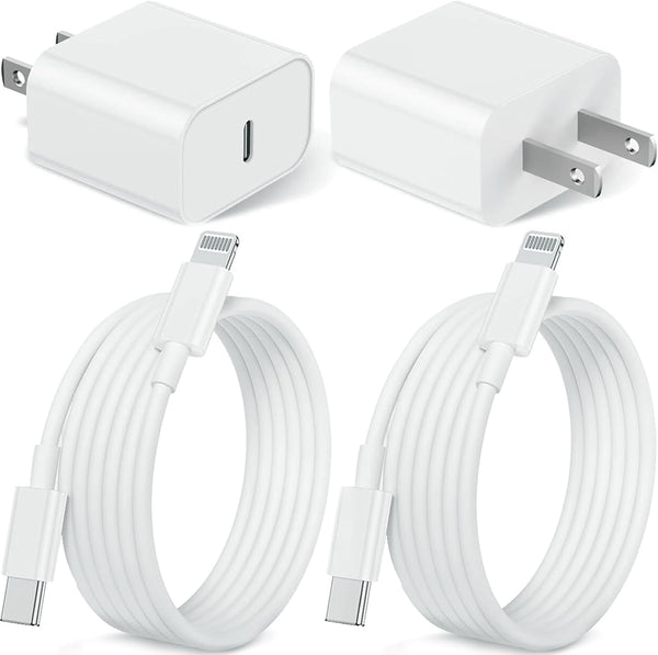 Iphone 14 13 12 Charger Fast Charging, 2 Pack 20W Fast PD USB C Wall Charger Adapter with 3Pack 6Ft USB C to Lightning Cable (Mfi Certified) for