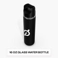 Peloton Glass Water Bottle | 16 Oz. Bottle with Non-Slip Silicone Sleeve, Easy-Screw Top Opening, and Travel-Friendly Handle, Black