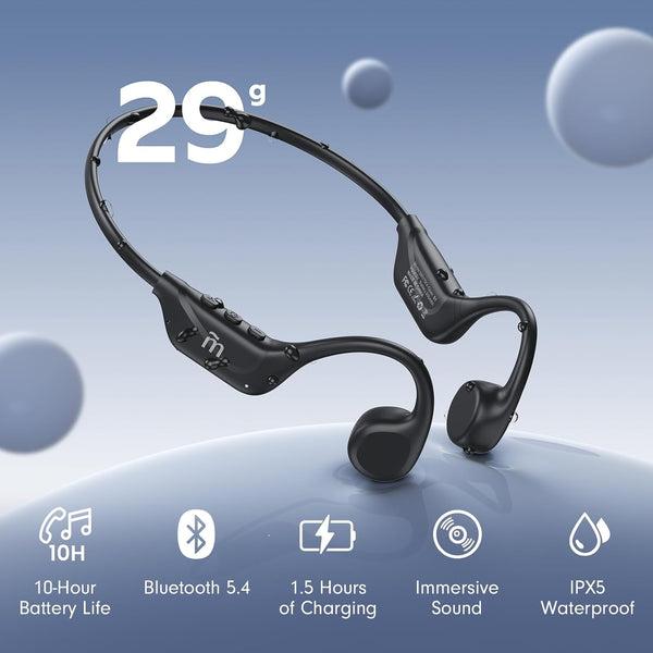 Bone Conduction Headphones,Open Ear Headphones Bluetooth5.4 with Mic,Wireless Headphones 10H Playtime, Waterproof Sport Headphone Suitable for