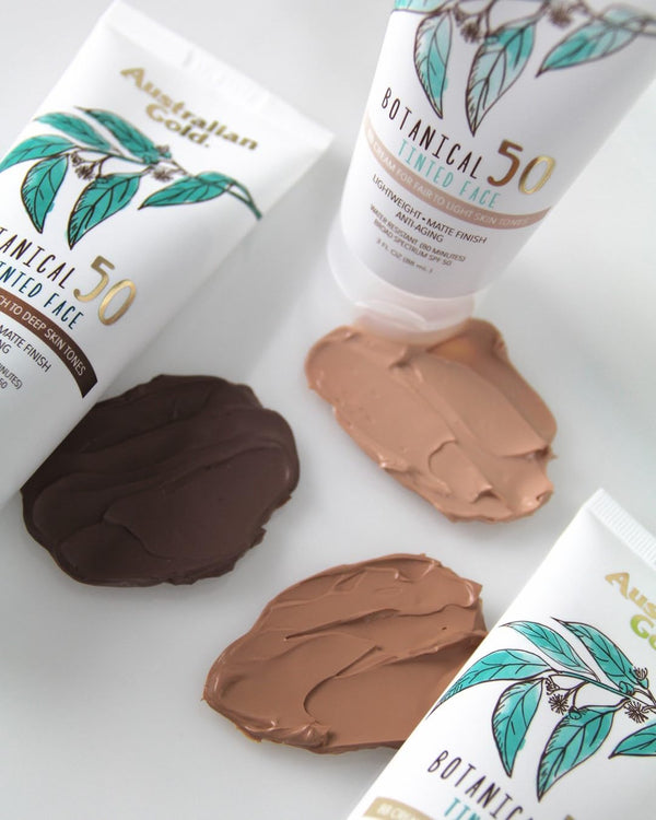Australian Gold Botanical SPF 50 Tinted Mineral Sunscreen for Face, Non-Chemical BB Cream, Water-Resistant, Matte Finish, for Sensitive Facial