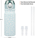 BJPKPK Insulated Water Bottle 18Oz Stainless Steel Water Bottles with Straw and Carry Handle Double Wall Metal Thermos,Light Blue Leopard
