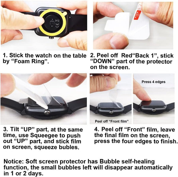 Screen Protector Compatible with Bestinn 1.47" and Mindrose H80 1.47â Smartwatch, Soft TPU, 6 Pieces, Bubble Self-Healing