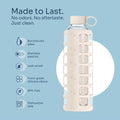 Purifyou 40/32/22/12 Oz Borosilicate Glass Water Bottles with Volume Markers, Silicone Sleeve, Stainless Steel Lid, Reusable Bottle for Water,