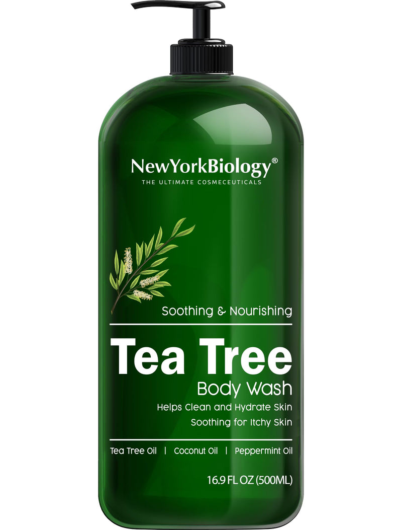 New York Biology Tea Tree Body Wash for Men and Women - Moisturizing Body Wash Helps Soothe Itchy Skin, Jock Itch, Athletes Foot, Nail Fungus,