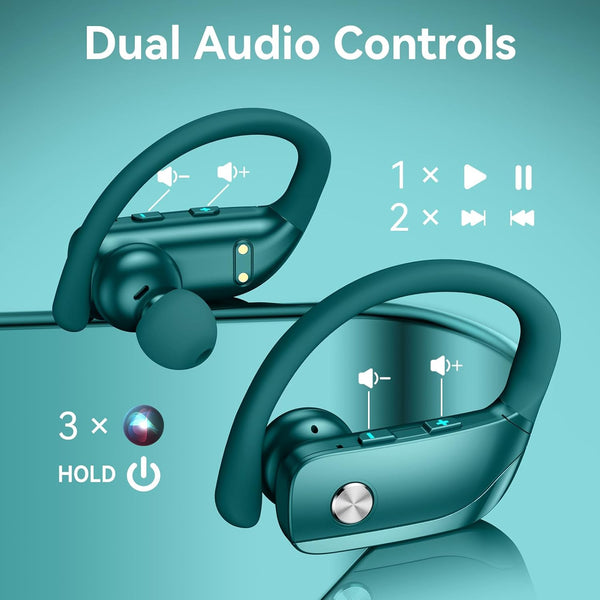 Bmani Wireless Earbuds Bluetooth Headphones 48Hrs Play Back Sport Earphones with LED Display Over-Ear Buds with Earhooks Built-In Mic Headset for