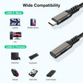 USB C Extension Cable 6.6Ft Male to Female Cord Support 4K Video Output, Fast Charge 100W, Data Transfer 10Gbps, USB 3.2 Gen 2 Extender for PC,