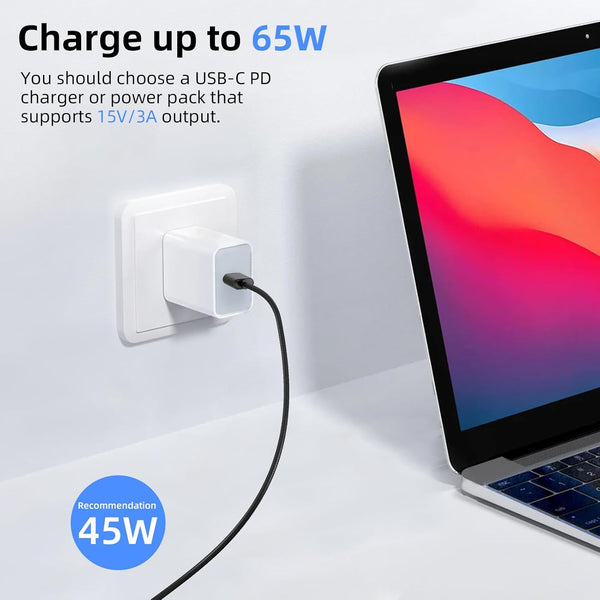 P45W 15V 3A Compatible with Microsoft Surface Pro 3/5/6/7Go3/2/1 Laptop 4/3/2/1 Type-C to Surface Nylon Braided Cable Power Supply USB-C Charger