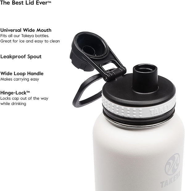Takeya Originals Vacuum Insulated Stainless Steel Water Bottle, 18 Ounce, Black.
