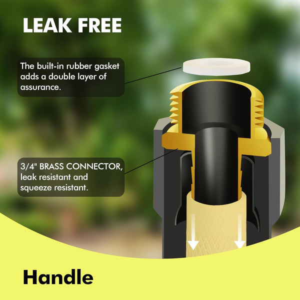 Garden Hose 10FT - PHLEX PRO Heavy-Duty Premium 5/8'' Rubber 3-Layer Water Hose - Flexible Hybrid Lightweight Water Hose, Full Brass Male to
