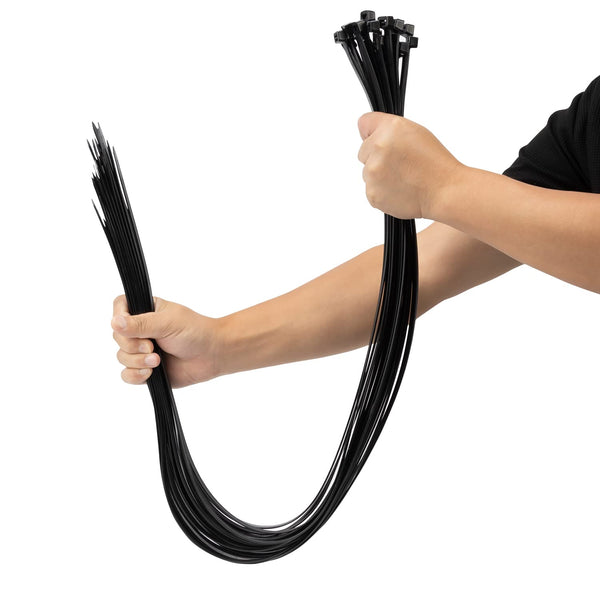 XINGO 48 Inch Black Zip Ties Heavy Duty 25 PCS, 200 LBS Ultra Strong Plastic Wire Ties, Large Cable Ties Extra Long Tie Wraps, Indoor and Outdoor