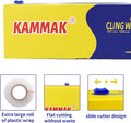 KAMMAK Plastic Wrap with Slide Cutter - 12 Inch Food Service Cling Film Roll - Clear Refillable Stretch Film - 1000 SQ FT Wrap - Bulk Quick Cut