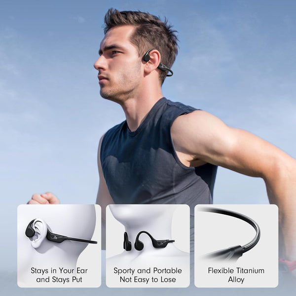 Bone Conduction Headphones,Open Ear Headphones Bluetooth5.4 with Mic,Wireless Headphones 10H Playtime, Waterproof Sport Headphone Suitable for