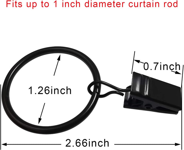 40 Pack Curtain Rings with Clips, Drapery Clips with Rings, Drapes Rings 1.26 in Interior Diameter, Fits up to 1 in Curt