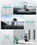 Apps2Car Magnetic Car Phone Mount with Adjustable Arm & 6 Strong Magnets Universal Dashboard Windshield Cell Phone Holder Compatible with All