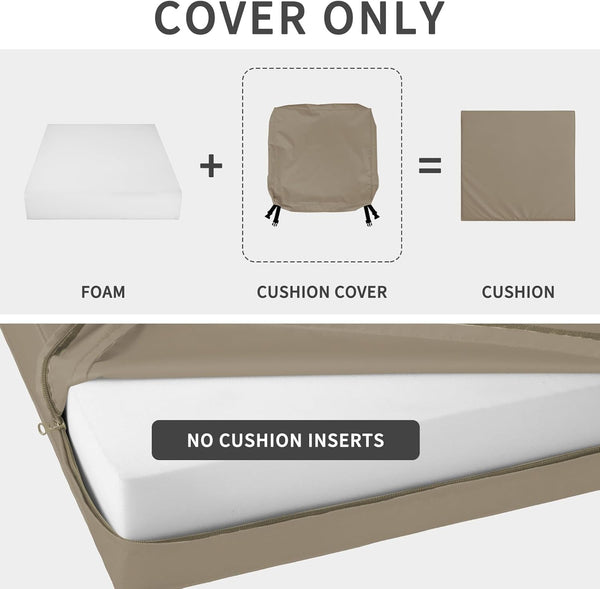 Easy-Going Waterproof Patio Seat Cushion Covers 22X20X4 Inch 2 Pack Replacement Non-Slip Outdoor Cushion Slipcover with Zipper and Adjustable