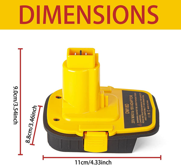 DM18D Converter for Dewalt 18V to 20V Battery Adapter,For Milwaukee M18 18V Batteries Adapter, Convert to Dc9096,Fit for Dewalt 18V XRP Ni-Cad