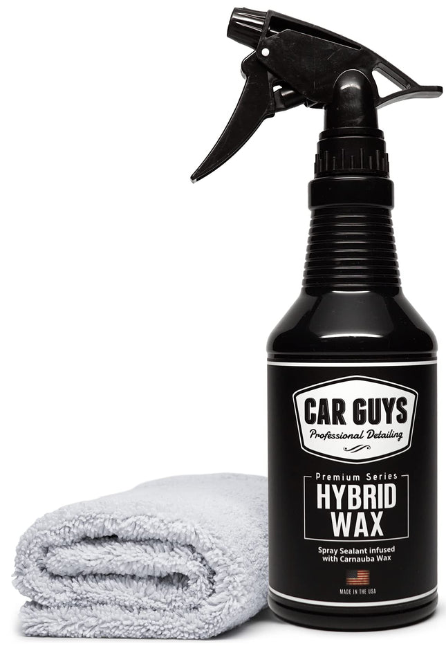 CAR GUYS Hybrid Spray Wax | Advanced Car Wax | Long Lasting and Easy to Use | Safe on All Surfaces | 18 Oz Kit with Towe