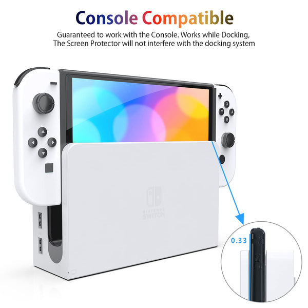 [4 Pack] Daydayup Tempered Glass Screen Protector Compatible with Nintendo Switch OLED Model 2021 - with [Alignment Frame] Transparent HD Clear