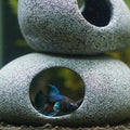 Aquarium Cave Decor - 2 PCS Natural Fish Tank Rocks for Betta Hideout and Shrimp Breeding, Hand-Polished Smooth Edges, PH Neutral, Ideal for 5-20