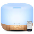 Homeweeks 300Ml Essential Oil Diffuser, Quiet Aromatherapy Mist Diffusers for Essential Oils, Wood Grain, Ultrasonic, Remote Control, Timer, 7
