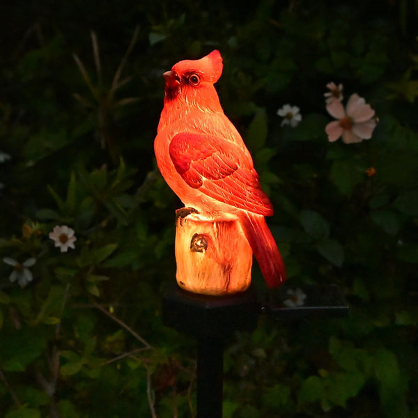Cardinal Garden Decor Red Bird Figurine Memorial Solar Light Outdoor Stake Patio Yard Art Lawn Ornament Porch Christmas Decorations Outside Statue
