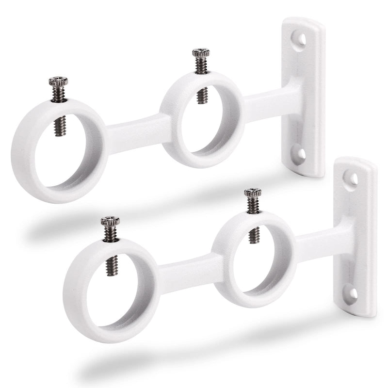 Goowin Double Curtain Rod Holder, 2Pcs Brackets Hooks for Living Room, Bedroom Drapery Rods (White)