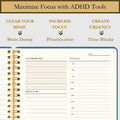 Undated Daily Planner - Time Blocking Planner & ADHD Planner. to Do List, Hourly Schedule, Daily and Monthly Agenda. Time Management &