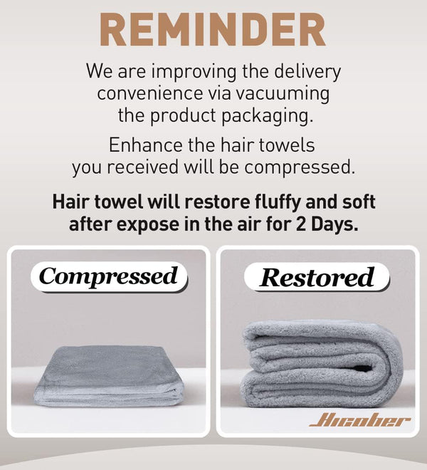 Hicober Microfiber Hair Towel, 3 Packs Hair Turbans for Wet Hair, Drying Hair Wrap Towels for Curly Hair Women anti Frizz (Grey,Blue,Grey)