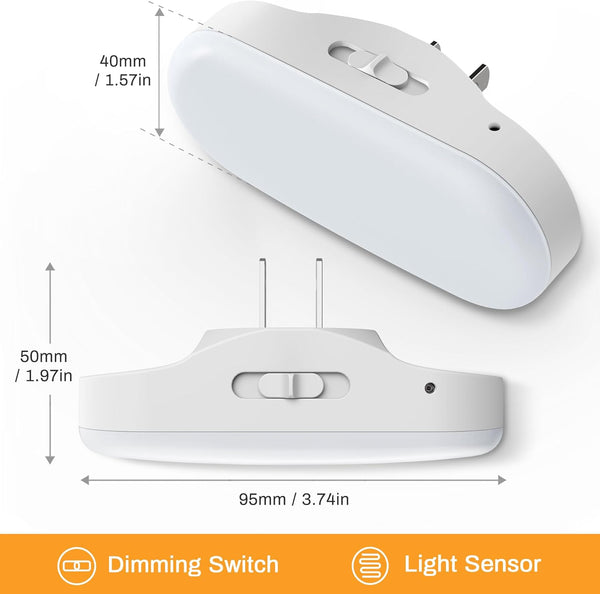 Doresshop Amber Night Light, Auto On/Off, 0-100 LM Adjustable Brightness, Dimmable Plug into Wall Light Sensor Night Light for Kids Room, Bedroom,