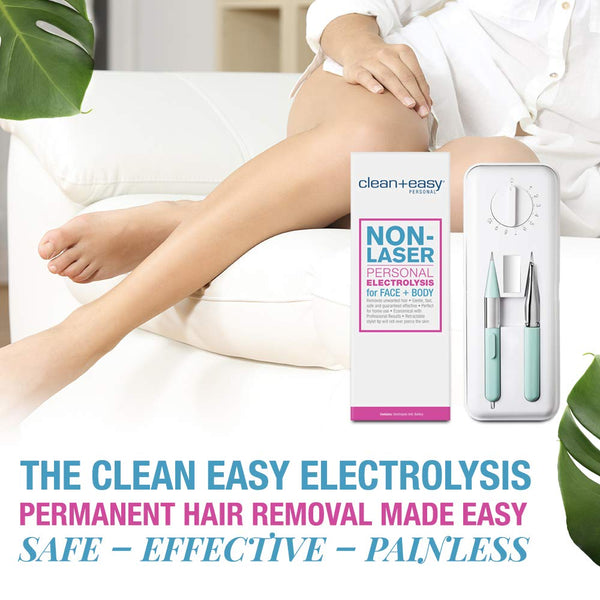 Clean + Easy Electrolysis Machine for Permanent Hair Removal - Non-Laser, Painless Electrolysis Hair Removal for Face & Body, At-Home Remover Device