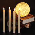 Genswin Flameless Ivory Taper Candles Flickering with 10-Key Remote, Battery Operated Led Warm 3D Wick Light Window Candles Real Wax Pack of 6,