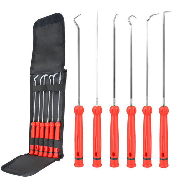 Yukihalu Precision Hook and Pick Set for Automotive, Swivelling Tail, 10 Inch Pick Tool Set for O-Rings and Oil Seals, Seal Puller Set for Cars