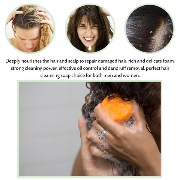 VERT 100% Natural Shampoo Bar for Hair 2 Pieces Solid Shampoo Soap for Treated Dry Damaged Hair Vegetarian Plant Essence Helps Stop Hair Loss and